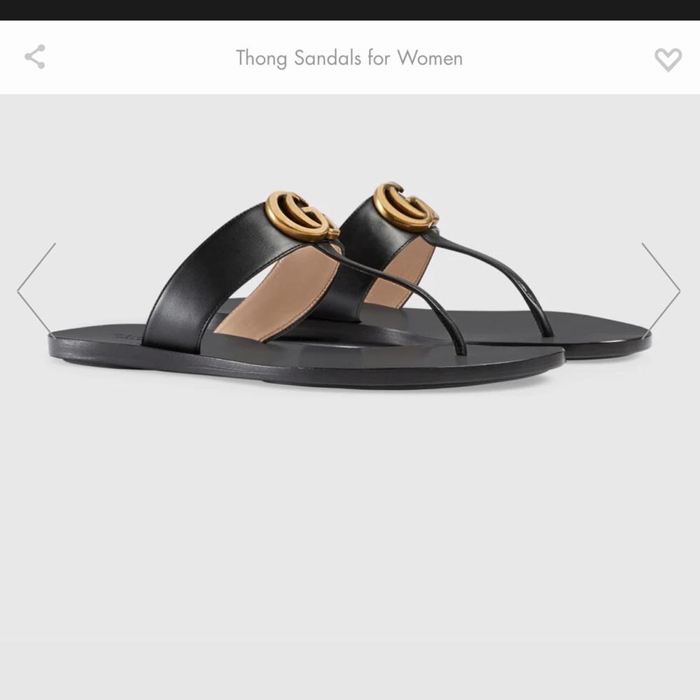 Leather thong sandal with Double G